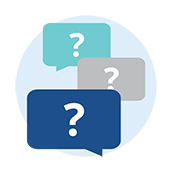 Speech bubbles with question marks in them